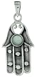 Sterling Silver Hamsa (Chamsa) pendant with Mother Of Pearl 2 1/8" (29mm)
