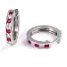 1.15 Carat Channel Set Diamond & Ruby Earrings in 14k White Gold (with Safety Lock)