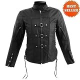Womens 3-Rings Motorcycle Jacket with Vents & Removable Armor