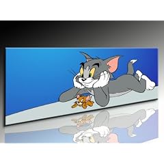 Tom und Jerry Kinderzimmer LeinwandBild - 120x50cm k. Poster ! Bild fertig auf Keilrahmen ! Pop Art Gem�lde Kunstdrucke, Wandbilder, Bilder zur Dekoration - Deko - Bilder f�r Kinderzimmer - Babyzimmer