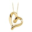 14K Yellow Gold Electroform Heart Slide Pendant with Chain