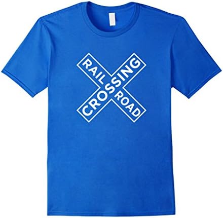 Men's Railroad Crossing Train Tracks Graphic T-Shirt 3XL Royal Blue