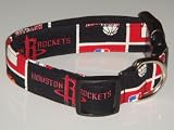 NBA Houston Rockets Basketball Dog Collar Black Large 1"