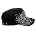 Crystal Case Womens Cotton Rhinestone Cross Cadet Cap Hat