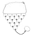 Rhinestone Alloy Belly Dancing Outfit Slave Bracelet with Adjustable Ring--Silver Tone