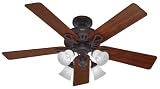 Search : Hunter 20347 Westbury Ceiling Fan with 54-Inch 5-Walnut/Medium Oak Blades, New Bronze