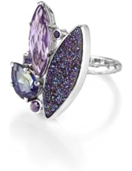 Lori Bonn Sterling Silver "Pizzazz" Gemstone Cluster Cocktail Ring Size 8