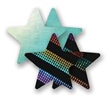 Nippies Black Rainbow Metallic Turquoise Green Star Waterproof Self Adhesive Fabric Nipple Cover Pasties