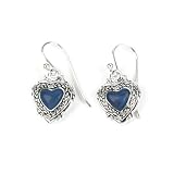 Barse Sterling Silver Lapis Rope Heart Earrings