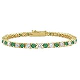 Bling Jewelry Gold Vermeil Emerald and Diamond CZ Tennis Bracelet