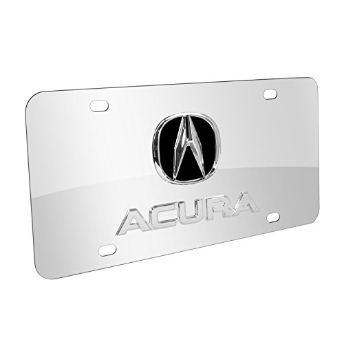 Acura Chrome Logo + Name On Polished License Plate