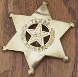 Brass Texas Ranger 6 Point Obsolete Old West Police Badge