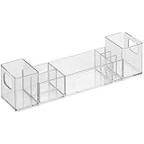 InterDesign Clarity 12" Bathroom Vanity Countertop Multi Level Organizer for Cosmetics, Makeup, Vitamins, Medicine - Clear