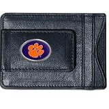 Clemson Tigers Black Leather Card Holder and Magnetic Money Clip