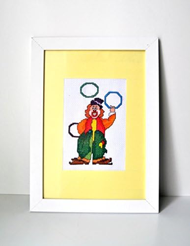 Clowns art Nursery and Kids room wall art decor Cross stitches art set of 2