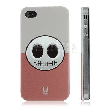 Ecell - HEADCASE HALLOWEEN GREY PINK SMILEY SKULL FACE BACK CASE FOR iPHONE 4 4S