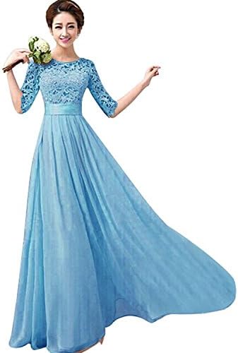 Rianbox Women Gorgeous Elbow Sleeve Sexy Elegant Prom Dress Small, Sky Blue
