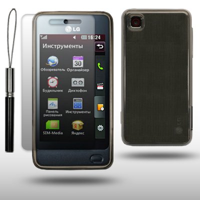 LG GD510 POP BLACK GEL COVER CASE WITH SCREEN PROTECTOR & BLACK STYLUS BY CELLAPOD CASES