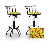 2 24"-29" Chili Peppers Seat Black Adjustable Specialty / Custom Barstools  ....