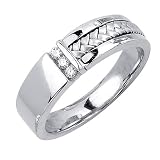 0.09ct Unique Design Diamond Wedding Band in 14K White Gold (GH, VS)