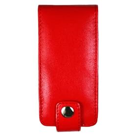 PCMICROSTORE Brand Microsoft Zune 4gb 8gb Premium Leather Flip Case with Rotating Belt Clip - Bundle with LCD Screen Shield Protector - 5 Color Choices