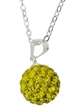 Yellow Green Pave Bead Disco Ball Swarovski Crystal Pendant with 16" Sterling Silver Chain, Lowest Price for a Limited of Time, #13
