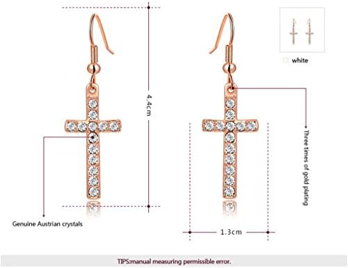 TIDOO Jewelry Fashion Womens Vintage Platinum Plated/Rose Gold Plated Cross Earring Necklace Jewelry Sets With Austrian Crystal And Cubic Zicons 100% Man-made Trendy Elegance ,Best Gift For Mother's Day Lover Party Wedding Anniversary Engagement Valentine's Day And Christmas