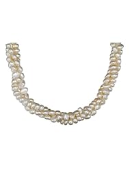 Sterling Silver 16 to 18 inch Adjustable Triple Strand Fresh Water Pearl Necklace