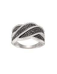 Sterling Silver Black Diamond Swirl Ring