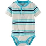 オシュコシュ OSHKOSH/ ストライプヘンリーボディスーツ プリント ロンパース半袖 9ヶ月【並行輸入】