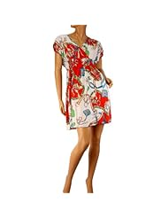 V-neck Short Sleeves Empire   Waistline Summer Polyester General Print  Dress