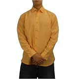 Mens Tommy Bahama orange 'Manma' long sleeve dress shirt. 100% authentic Tommy Bahama button up top made with the finest material and classic tailored cutting. Great lounge shirt at a wholsale price!