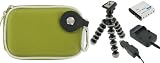 4n1 Nylon Hard Shell Case (Green) / CNP-20 AC DC Charger / Battery / Tripod for Casio Exilim EX-S770RD 7.2MP Digital Camera Red