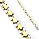 316L Stainless Steel Bracelet with IP Gold Plated Links - Length 8.66