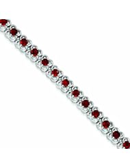 Genuine .925 Sterling Silver Garnet Bracelet 17.3 Grams . 100% Satisfaction Guaranteed.