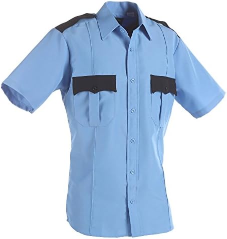 America Wear Men's Security Shirt Short Sleeve Two Tone Blue (Large)