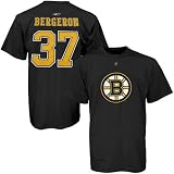 Reebok Boston Bruins #37 Patrice Bergeron Black Player T-shirt