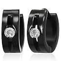 Urban Male Black Stainless Steel Modern Mens Hoop Earrings