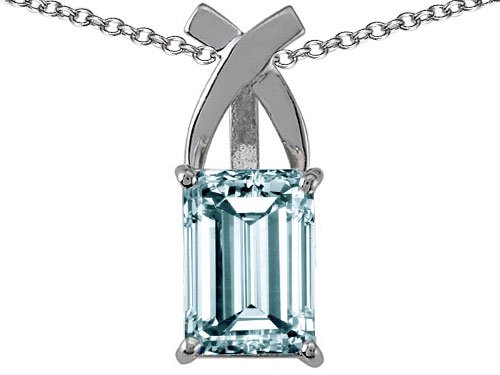 1.50 cttw Emerald Cut Genuine Aquamarine Pendant LIFETIME WARRANTY