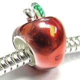Sterling Silver CUTE Red APPLE Bead Charm for Pandora Troll Chamilia Biagi European Jewelry