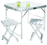 Grand Canyon KOFFERTISCH - Table camping pliante - 2 tabourets inclus - Argent - 80 x 60 x 64 cm