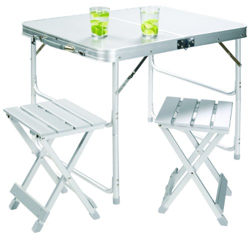 Grand Canyon Campingtisch Aluminium-KOFFERTISCH (inkl. 2 Hocker), Silber, 80x60x64 Preisvergleich
