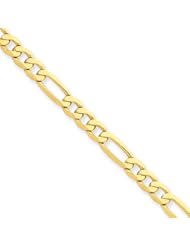 4.7mm, 14 Karat Yellow Gold, Flat Figaro Chain - 8 inch