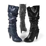 Brinley Co Strap Detailed High Heel Slouchy Boot