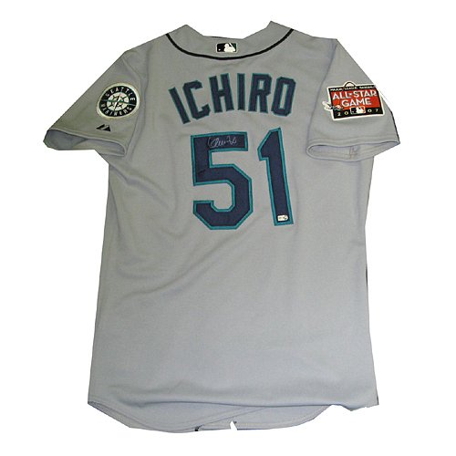 Seattle Mariners Autograph Ichiro Grey 2007 All Star Jersey.