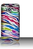 Rainbow Zebra Rubber Touch Phone Protector Hard Back Cover Case for HTC EVO ....