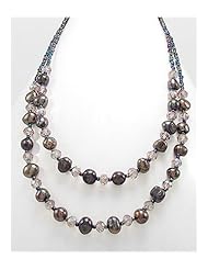 Tahiti (Dyed) Fresh Water Pearls Necklace In Zinc