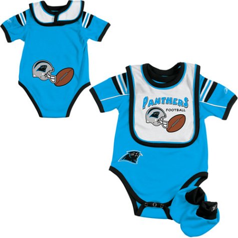 Infant Carolina Panthers Bib, Creeper, & Bootie Set - 24 M