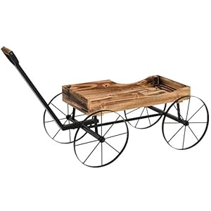 [neu.haus] Holz - Blumenwagen mit Metallrädern - garten.im-shop.at