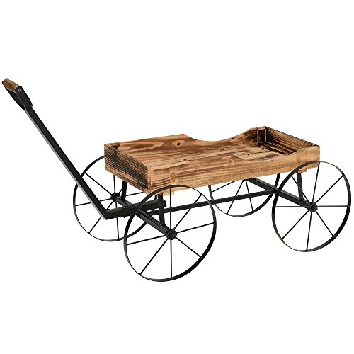[neu.haus] Holz - Blumenwagen mit Metallrädern - garten.im-shop.at